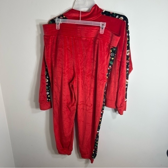 Cat Print Velour Christmas Track Suit NWT 3X Red Sequin Jacket Pants Full Zip - Picture 8 of 12